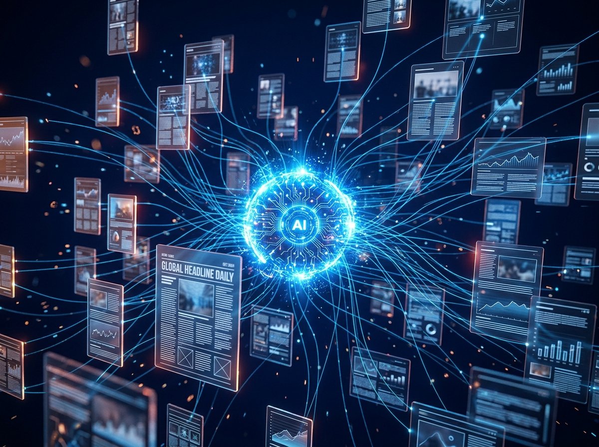 Rete di siti editoriali collegati a un nucleo di intelligenza artificiale